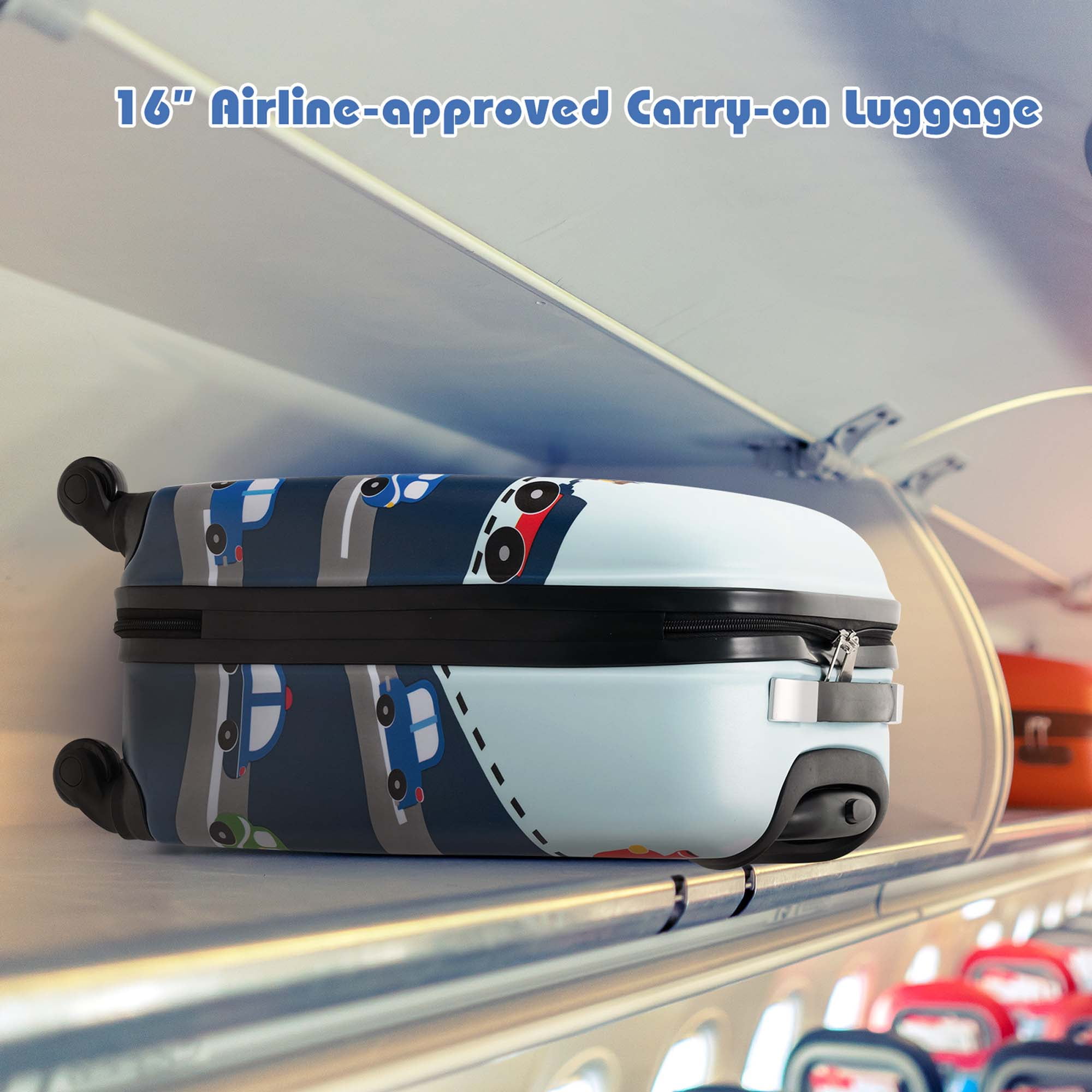 Costway 5 PCS Kids Luggage Set with Backpack Neck Pillow Luggage Tag Lunch Bag Wheels Blue