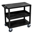 thumbnail image 2 of Luxor 18" x 32" Three Shelf Heavy Duty Combination Flat/Tub/Flat Utility Cart - Black, 2 of 2
