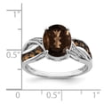 thumbnail image 2 of 925 Sterling Silver Diamond and Smokey Quartz Ring Size 10 2mm Wide Ring for Women, 2 of 2