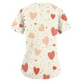 thumbnail image 3 of Valentines Day Womens Scrub Tops Love Heart Printed V Neck Breathable Workwear Shirt Short Sleeve Professionals Soft Stretch T-Shirts with Pockets beige Medium, 3 of 4