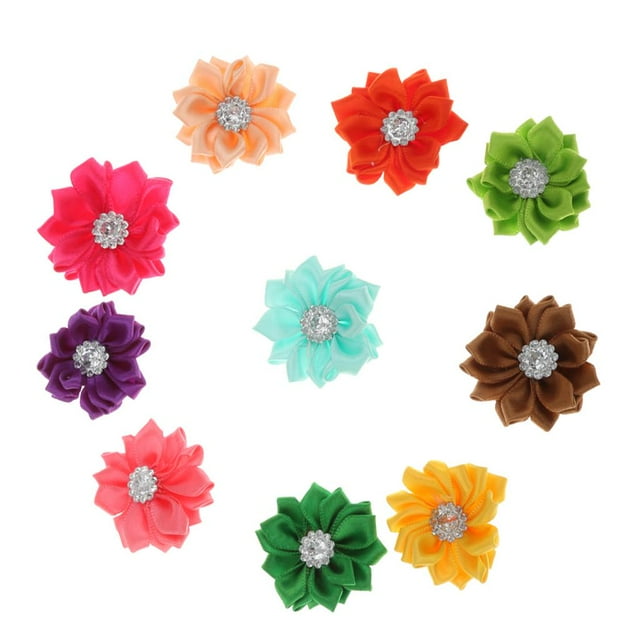 simhoa 10pcs Satin Ribbon Flower Craft DIY Accessory Wedding Appliques Multi-color