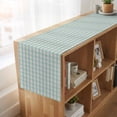 thumbnail image 6 of Blue Green 36 Inch Table Runner, Grid Checkered Plaid Gingham Lattice Trellis Farmhouse Dresser Scarf Cotton & Linen Tablerunner for Dining/Kitchen Island/Holiday Party Décor Small 13" x 36", 6 of 9