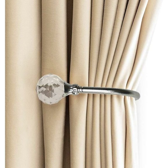 Curtain Tiebacks Wall Hooks U Metal Curtain Tiebacks, Metallic Curtain 2 Pack (Silver)