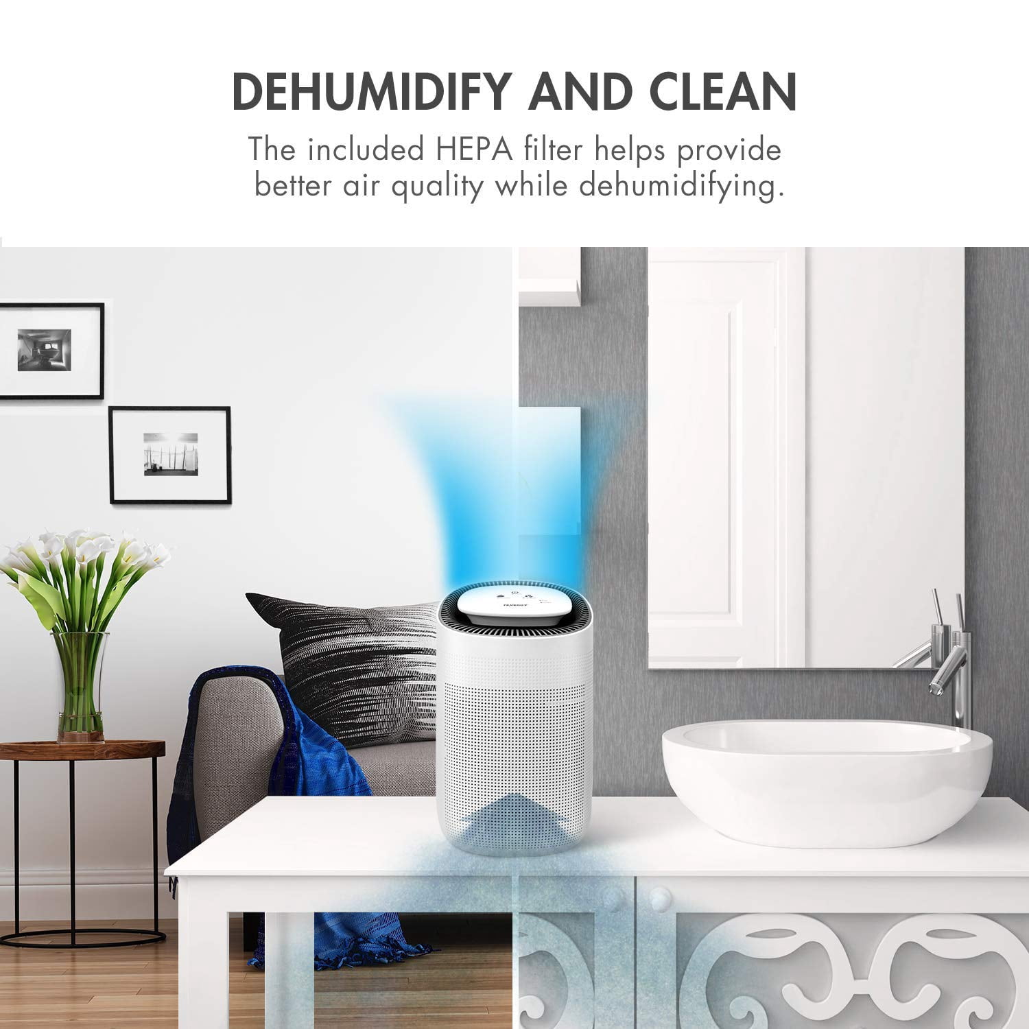 Tenergy Dehumidifier with Automatic Shutoff and HEPA Filter - Moisture and Allergens Control