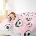 thumbnail image 3 of Castle Fairy Pink Soccer Print Full Size Comforter Sets 3-Piece, Vintage Sport Ball Bedding Comforter Set, Pink Black White,Pink Reversible,1 Comforter and 2 Pillowcases, 3 of 6