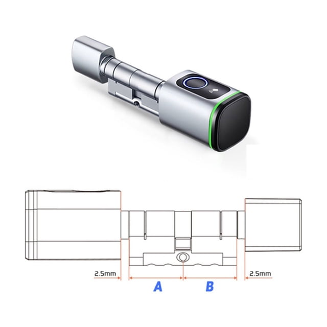 Door Lock, Tuya Smart Lock Cylinder Fingerprint Card Key App Remote Control Lock Core Home Old Door Replacement ,Easy to Install