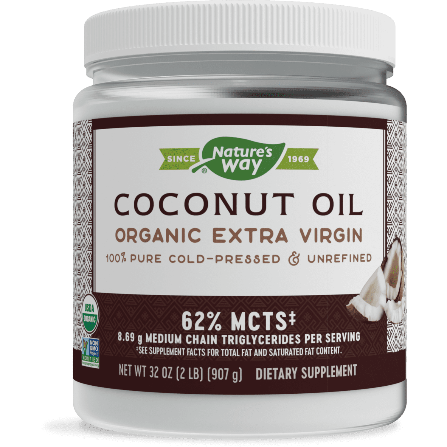 Nature's Way Organic Extra Virgin Coconut Oil, Pure & Unrefined, Cold