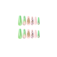 thumbnail image 3 of Fofosbeauty 24pcs Long Coffin Fake Press-on Nails for Girls Women,Green-White Line Snake Rhinestone, 3 of 9