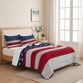 thumbnail image 5 of Full Quilt Set 78''x90'', Wooden American Flag Lightweight Bedspread Coverlet Set with 2 Pillow Shams, Independence Day Star Striped Flag Breathable All Season Quilt Bedding for Bedroom/Guest Room, 5 of 9