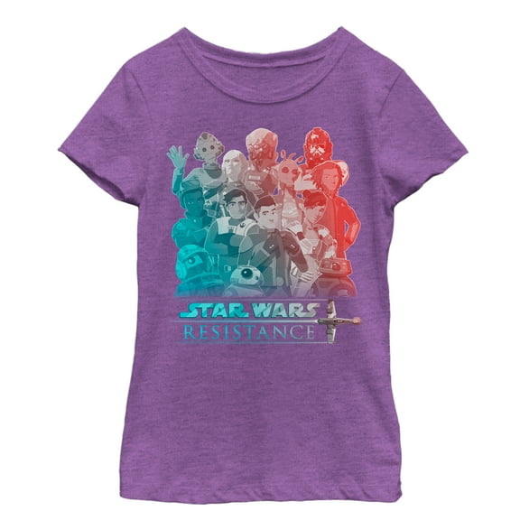 Girl's Star Wars Resistance Character Collage  Graphic Tee Purple Berry Medium