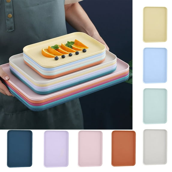 UDIYO 3 sizes Plastic Tray - Restaurant Grade Non-Slip Tray Excellent for Weddings, Buffets, Birthday, Coffee Table, Kitchen & More