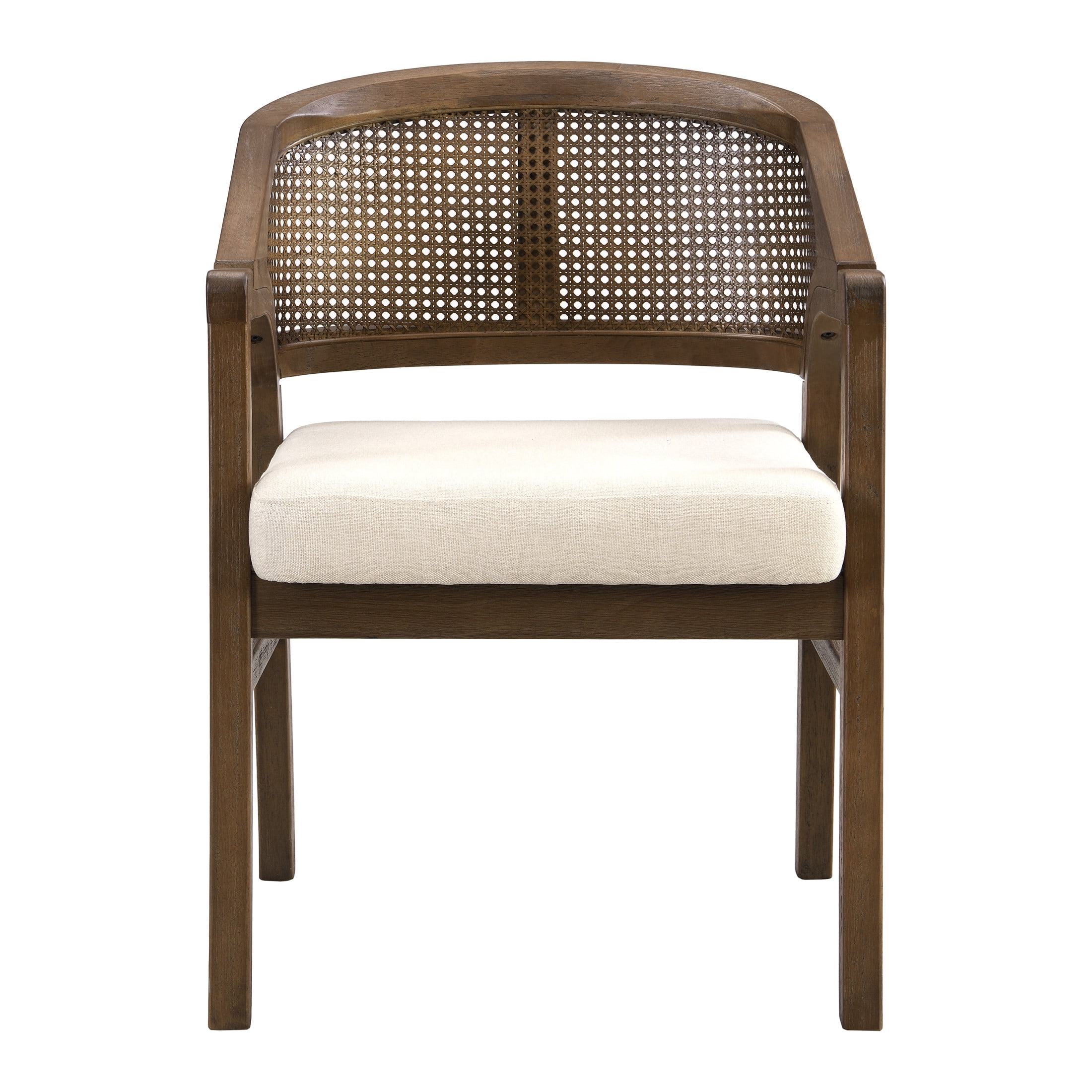 Christopher Knight Home Mid-Century Upholstered Dining Chairs, Solid Wood, Cane Backs, Walnut, Set of 2