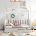 thumbnail image 2 of [US IN STOCK] Twin Size House Bed with drawers, Fence-shaped Guardrail, White, 2 of 9
