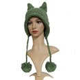 thumbnail image 2 of XYCCA Bonnet de Chat Rose Vif pour Femmes avec Pompon, 2 of 2