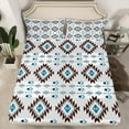 thumbnail image 2 of Manfei Tribal Aztec Twin Sheet Sets for Adult, Vintage Bohemian Style Twin Fitted Sheet, Hippie Geometric Flat Sheet, Lightweight Room Decor, 3pcs, 2 of 7