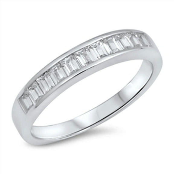 Stackable Elegant White Cubic Zirconia Wedding Ring .925 Sterling Silver Band Jewelry Female Size 10