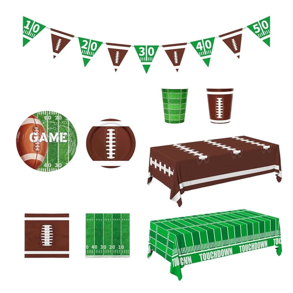 BooBubble Super Bowl Football Party Supplies Set - Comprehensive Decor & Tableware Kit for Game Day Celebrations