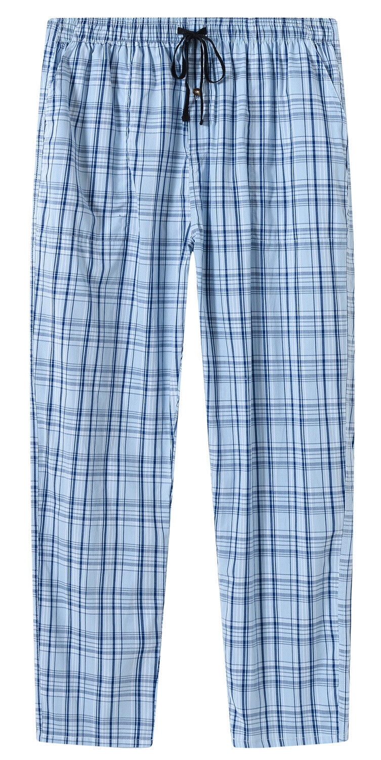 MoFiz Mens Cotton Pajama Pants Lightweight Lounge Sleep Plaid Bottoms