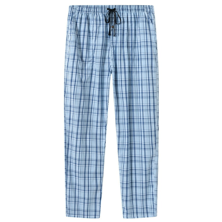 MoFiz Mens Cotton Pajama Pants Lightweight Lounge Sleep Plaid Bottoms with  Pockets Drawstring Plaid 67 M-2XL