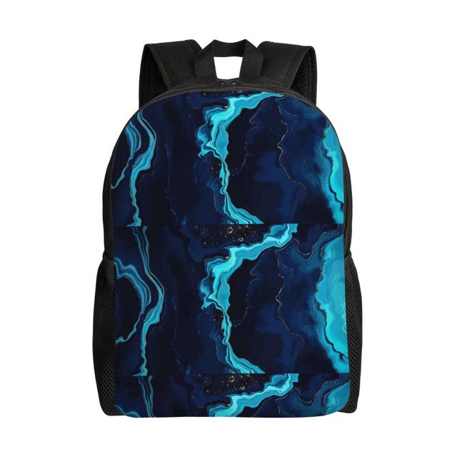Balery Blue Marble And Gold Mochila - Mochila Estilosa y Duradera para Laptop de 15 Pulgadas con Tela Oxford Impermeable