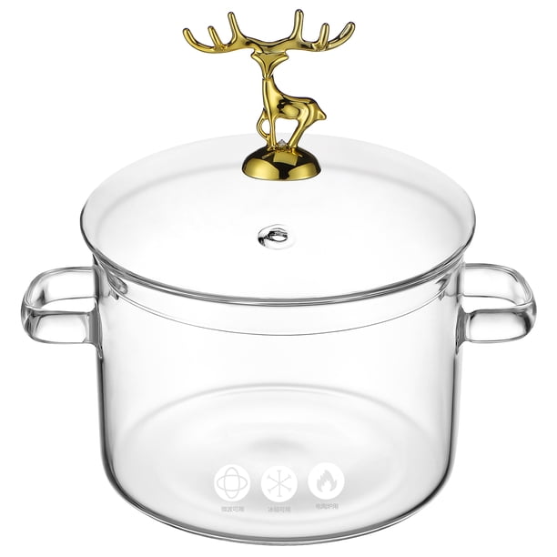 Cacerola de vidrio con tapa para cocinar, ideal para leche o como cacerola. Utensilios de cocina de vidrio para estufa, 1500 ml.
