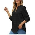 thumbnail image 1 of CEHVOM Blouse en Chiffon Décontractée à Manches Sept Minutes Col en V pour Femmes en Solde, 1 of 8