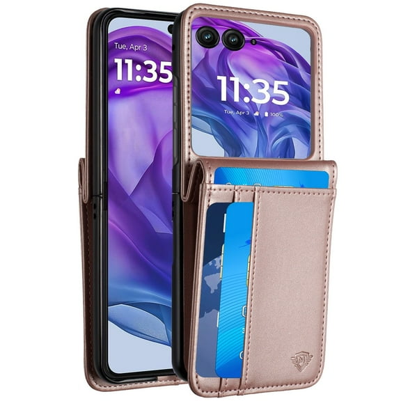 For Motorola Razr Plus 2024 Card Slot Wallet Holder Case Cover - Rose Gold