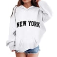 thumbnail image 2 of Girls Boys Graphic Hooded Sweatshirt, Long Sleeve Casual Pullover Top with NEW YORK Letter Print, Trendy 2025 Back to School Clothes for, 2 of 4