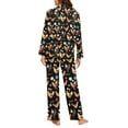 thumbnail image 3 of SCRAWLGOD Chicken Pajamas for Women Long Sleeve Button Up Pajama Top Women Soft Size 4XL V Neck Graphic Pj Sets for Women Washable 2-Piece Lounge Set Women, 3 of 7