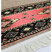 Modefa Turkish Islamic Luxury Woven Chenille Prayer Area Rug Janamaz Saajadah - Tribal Kaba Beige