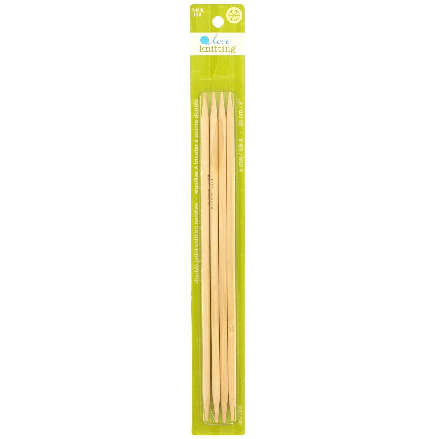 Love Knitting 8" Bamboo Double Point Knitting Needles - 4 pieces, Sizes 2.5 - 5.0 mm