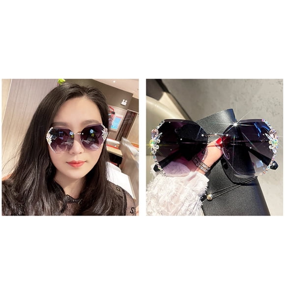 Gafas de sol sin montura para mujer Protección UV al aire libre Gafas de sol de cristal con lentes degradados elegantes