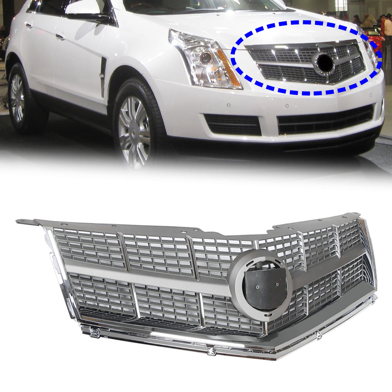 Fit for 10-12 Cadillac SRX Grill Chrome Front Grille - Walmart.com