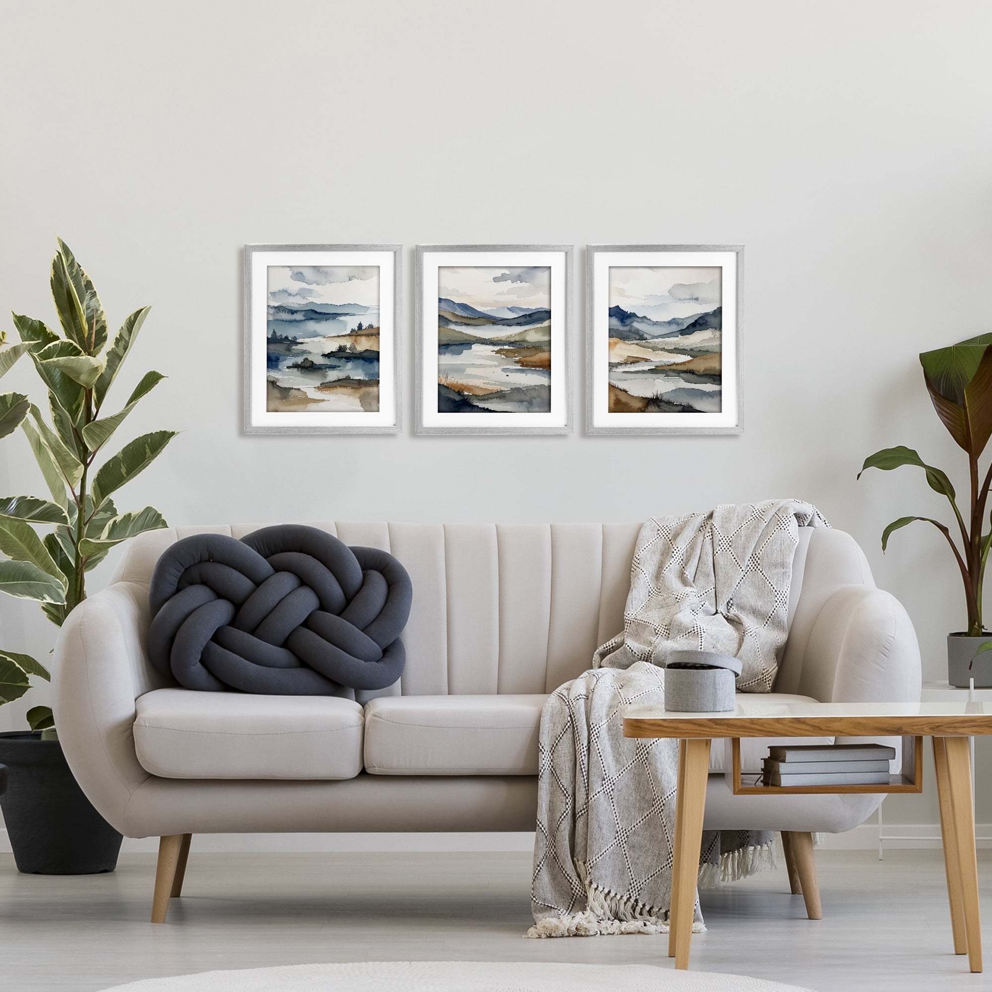 Stupell Industries Continuous Flow Of Water 3 Piece Gray Framed Print Under Glass Set, design by Alonza Saunders