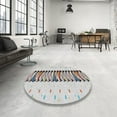 thumbnail image 3 of Ahgly Company Indoor Round Patterned Silver Gray Novelty Area Rugs, 7' Round, 3 of 6