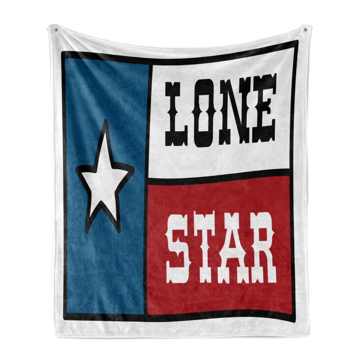Texas Star Soft Flannel Fleece Throw Blanket, Lone Star Flag United States  of America Themed Patriotic Design, Cozy Plush for Indoor and Outdoor Use,  50" x 70", Cobalt Blue Ruby White, by