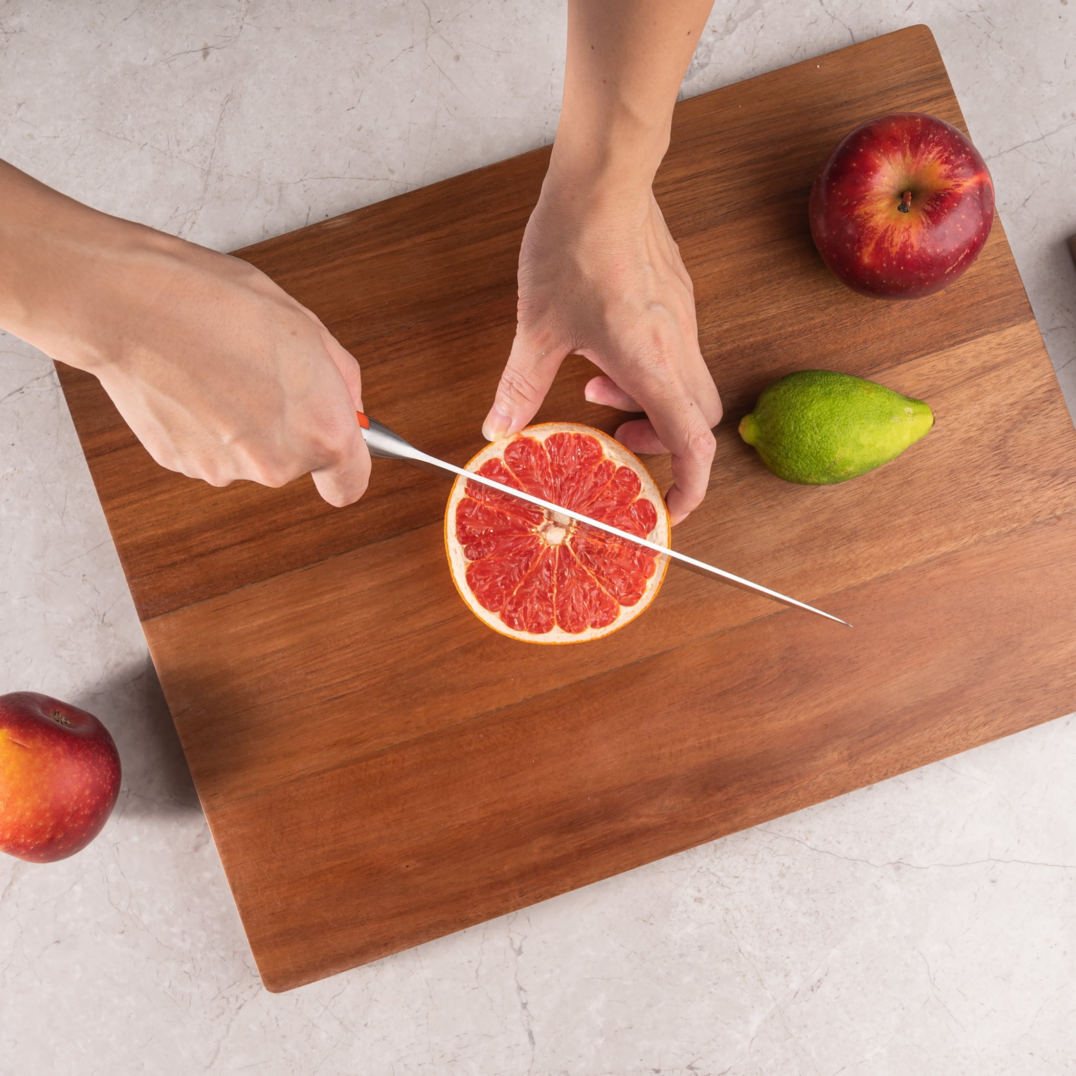TJ POP Acacia Wood Chopping Board for Kitchen, Premium Wooden Cutting Board with Stand Organizer and Built-in Handles, 16 X 12 X 1 in