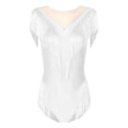 thumbnail image 3 of YONGHS Womens Rhinestone Fringed Leotard Mesh Patchwork Tassel Sleeveless Gymnastics Dance Bodysuit White L, 3 of 7