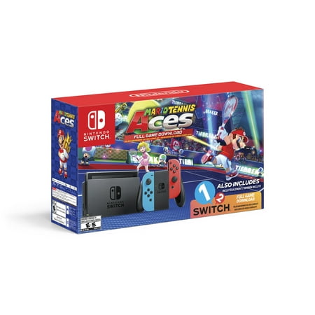 Nintendo Switch System, Neon Blue & Neon Red with Mario Tennis Aces & 1-2-Switch,