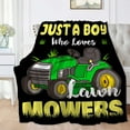thumbnail image 5 of Just A Boy Who Loves Lawn Mowers Blanket Soft Lightweight Throw Warm Cozy Plush Blankets for Couch Bed Sofa Practical Gift XS 30×40 in for Leg/Pet, 5 of 6