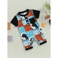 thumbnail image 4 of Blotona Baby Boys Summer Casual Jumpsuit Short Sleeve O Neck Cattle Head Print Button Romper, 4 of 9