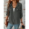 thumbnail image 7 of Women’s Jackets Fall Long Sleeve Lapel Zipper Pocket Button Street Style Casual Chic Motorcycle Coat S-2XL, 7 of 7