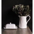 thumbnail image 3 of Creative Co-Op Farmhouse Embossed Stripe Ceramic Pitcher, Distressed White, 3 of 6