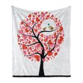 thumbnail image 1 of Animal Soft Flannel Fleece Blanket, Birds in Tree Flirting Greeting in the Nature Romance Relationship Season Print, Cozy Plush for Indoor and Outdoor Use, 50" x 70", Red White Black, by Ambesonne, 1 of 6