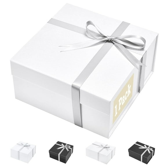 ACSTEP Gift Box with Ribbon, 5pcs Birthday Gift Box with Magnetic Lids for Wedding, Mother's Day Gift Boxes,8*8*4 inches, White