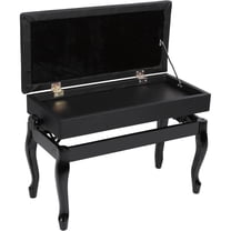 REDCAMP Adjustable Piano Bench with Storage, PU Leather Heavy Duty Keyboard Piano Bench with Padded Cushion Bent Leg, Black
