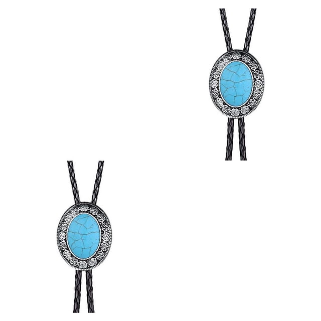 Sonducket Corbata Bolo para hombre, corbatas hechas a mano occidentales, collar con colgante, ropa, corbatas, decoraciones para el día de San Turquesa 2Conjunto