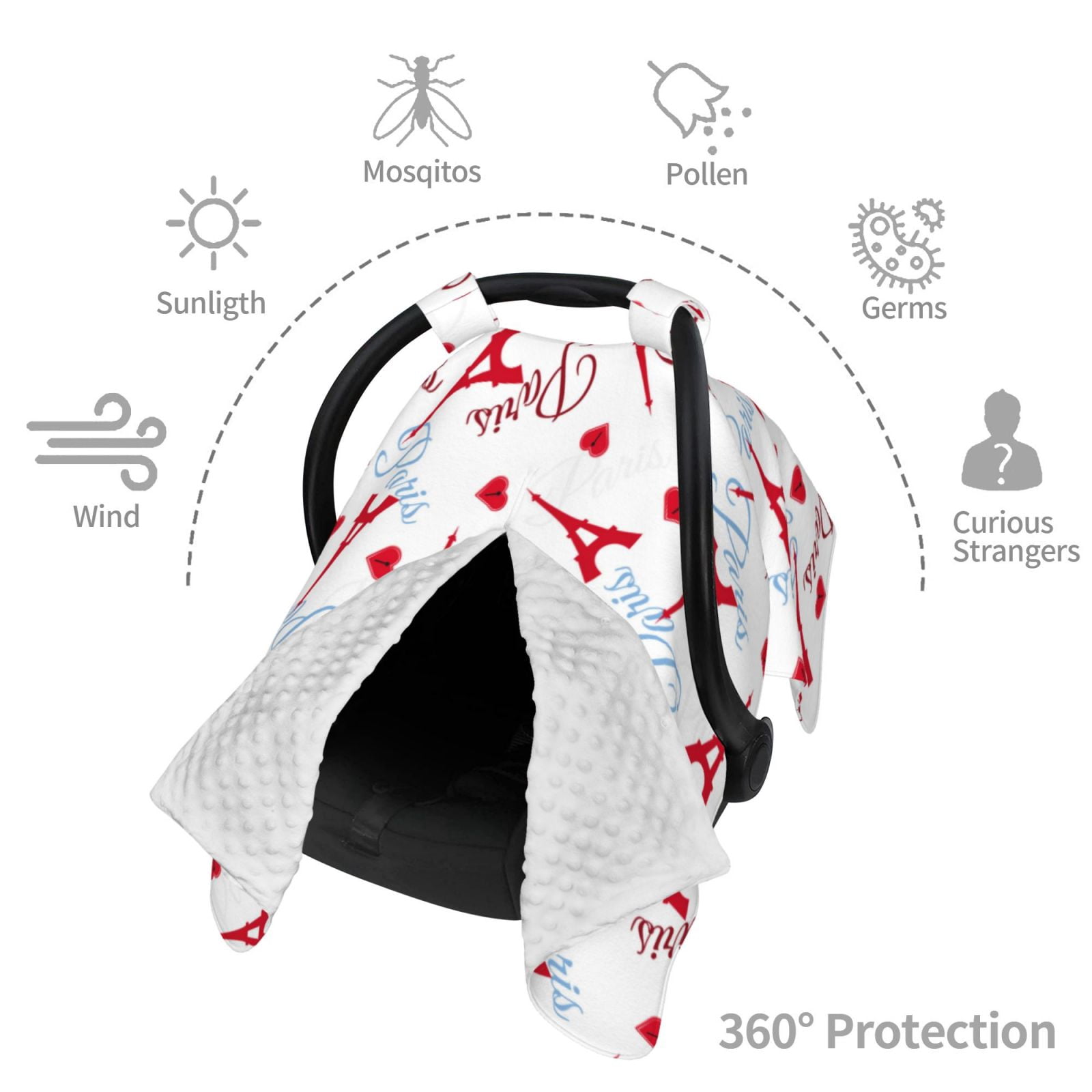 Car Seat Cover Baby - Eiffel red Tower Breathable Infant Car Seat Cover for Baby Carseat, Lightweight Comfort Baby Essentials Must Haves Newborn Stuff for Girl Boy