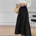 thumbnail image 5 of Womens Skirt Boho Elastic High Waist Ankle High Waisted A-Line Long Maxi Skirt Ladies Casual Commuting Solid Color High Waist Large Skirt Ndbuld,Black,M, 5 of 8