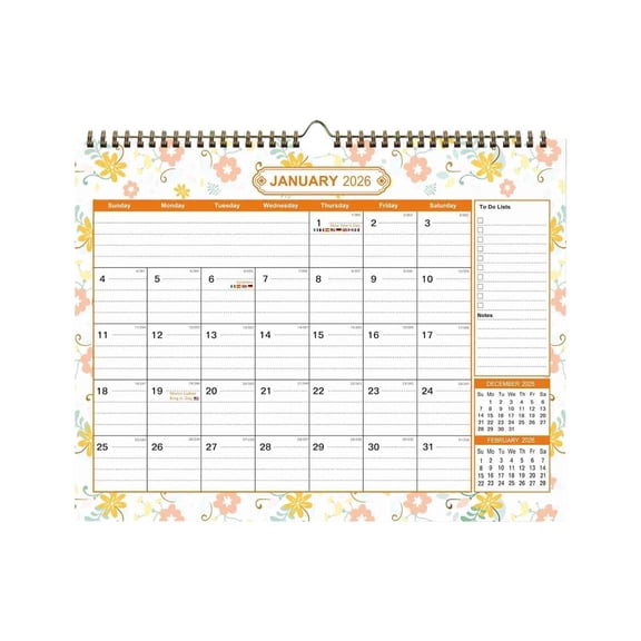 PLPPYFS 2026-2027 Wall Calendar – Use Now to Jun 2027, 15 x 11.8 In, 16-Month Calendar 2026-2027, Small Monthly Calendar 2026 Vertical, Ruled Blocks, Thick Paper, Holidays, To-do ＆ Notes